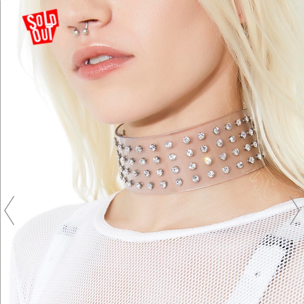 Dolls Kill Sinderella Clear Rhinestone Choker